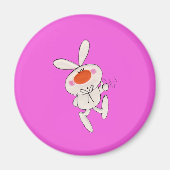 Happy Dancing Schattig Wit Konijn Magneet (Voorkant)