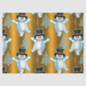 Happy Dancing Snowmen Golden Kerstmis Tissuepapier (Voorkant)