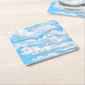 Happy Dancing Sunny Clouds Decor Vierkante Kartonnen Onderzetter (Schuin)