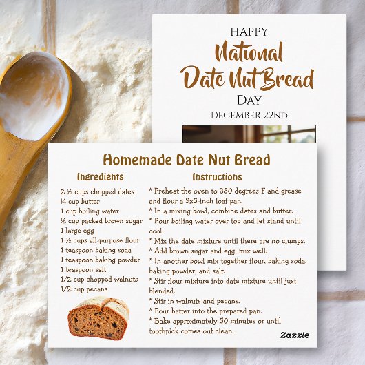 Happy Date Nut Bread Day | December 22nd Briefkaart