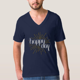 Happy Day Navy Unisex V-Neck T-Shirt