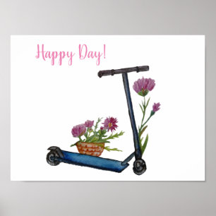 Happy Day Poster, Waterverf Art Drawing Poster
