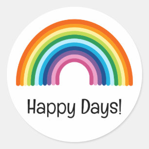 Happy Days minimalistische regenboogpositiviteit Ronde Sticker