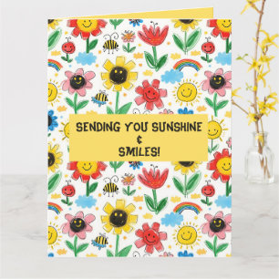 Happy Days - Vrolijke Bloem en Vrienden Patroon Kaart