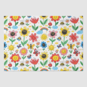 Happy Days - Vrolijke Bloem en Vrienden Patroon Tissuepapier