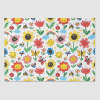 Happy Days - Vrolijke Bloem en Vrienden Patroon Tissuepapier