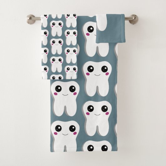 Happy Dental Tooth glimlachend Cute Pattern Bad Handdoek (Insitu)