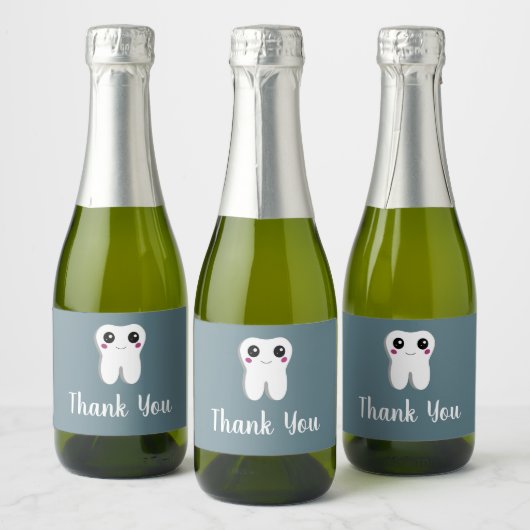 Happy Dental Tooth glimlachend Hartelijk dank Sparkling Wijnetiket (Flessen)