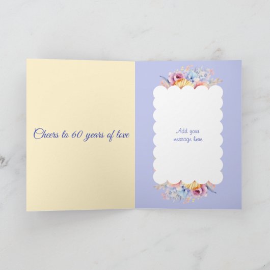 Happy Diamond Jubileum noemt bloemen groen Kaart (Binnen)