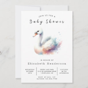 Happy Digital Swan Baby shower Kaart