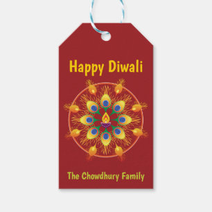 Happy Diwali, aangepaste teksten, maroon/maroon Gi Cadeaulabel
