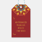Happy Diwali, aangepaste teksten, maroon/maroon Gi Cadeaulabel (Achterkant)