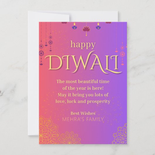 Happy Diwali aanpasbaar Feestdagenkaart (Voorkant)
