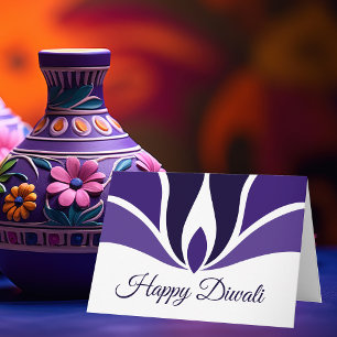 Happy Diwali Beauful Paars Custom Feestdagen Kaart