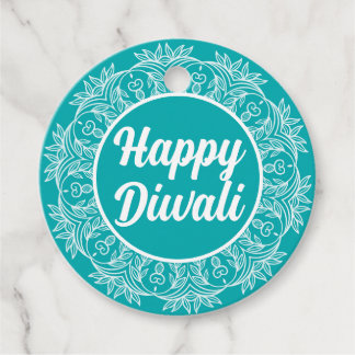 Happy Diwali Blauwgroen Rangoli Groet Label