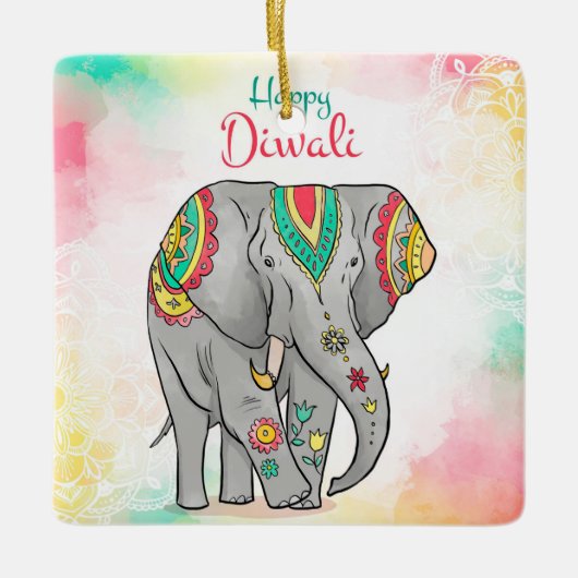 Happy Diwali Ceramic Ornament (Voorkant)