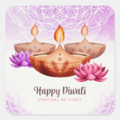 Happy Diwali Classic Vierkante Sticker (Voorkant)