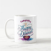 Happy Diwali customisable white  Koffiemok (Links)