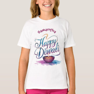 Happy Diwali customisable white  T-shirt
