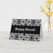 Happy diwali damask (b & w) kaart (Gele Bloem)