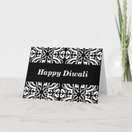 Happy diwali damask (b & w) kaart