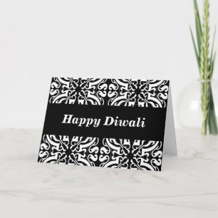 Happy diwali damask (b & w) kaart