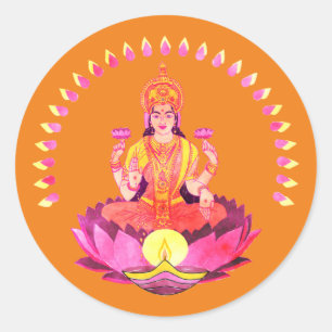 Happy Diwali - Deepalavi Lakshmi Goddess 1 Ronde Sticker