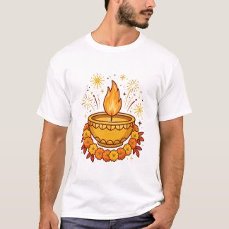 Happy Diwali Diya Marigold T-shirt