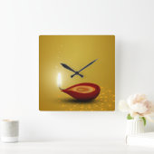 Happy Diwali Diya - Wall Clock Vierkante Klok (Huis)