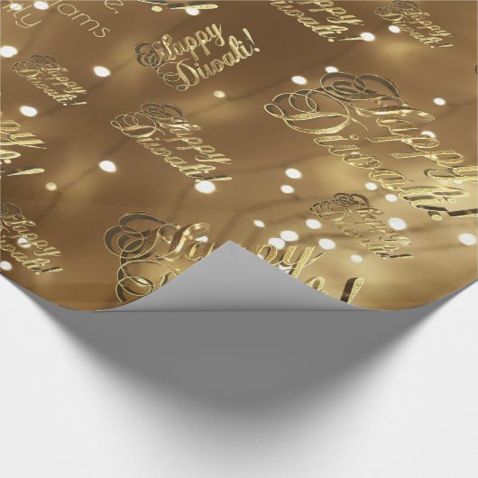 Happy Diwali Elegant Faux Gold Foil Script Cadeaupapier (Hoek)