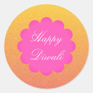 Happy Diwali Elegant Gold Pink Ronde Sticker