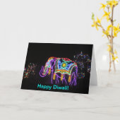 Happy Diwali Elephant Kaart (Gele Bloem)
