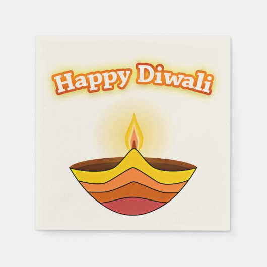 Happy Diwali en Diya Lamp Servetten (Voorkant)
