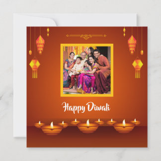 Happy Diwali Familiefoto Gepersonaliseerde Groet Feestdagenkaart