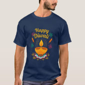 Happy Diwali Festival Design | Diya & Fireworks T-shirt (Voorkant)