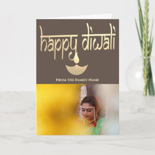 Happy Diwali Foto op maat van goud en aarde Kaart