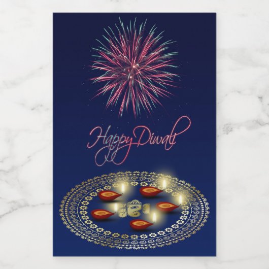 Happy Diwali Ganesha Rangoli Voedsel Container Lab Voedselcontainer Etiket (Enkel label)