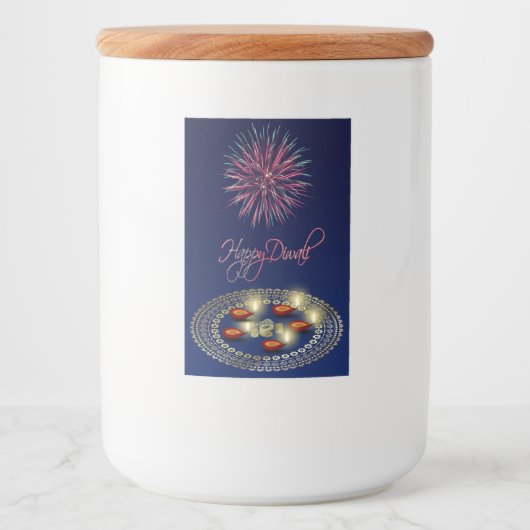 Happy Diwali Ganesha Rangoli Voedsel Container Lab Voedselcontainer Etiket (Voorkant)