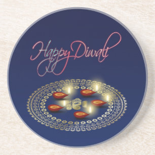 Happy Diwali Ganesha Rangoli - Zandsteen Onderzett Onderzetter