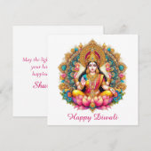 Happy Diwali Godin Lakshmi Festival van het Licht Feestdagenkaart (Voorkant / Achterkant)