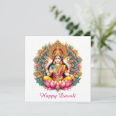 Happy Diwali Godin Lakshmi Festival van het Licht Feestdagenkaart (Staand voorkant)