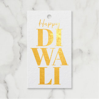 Happy Diwali Gold and White Gift Label - 10 stuks