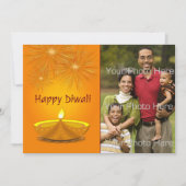 Happy Diwali, Gold Candle, Fireworks, fotokaart Feestdagenkaart (Voorkant)