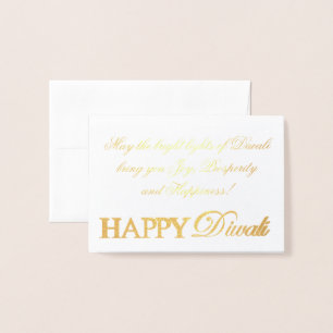 Happy Diwali Gold Foil Elegant Typografie Folie Kaarten