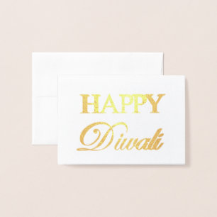 Happy Diwali Gold Foil Elegant Typografie Folie Kaarten