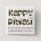 Happy Diwali Greeting Cute Heart Typography Button (Voorkant)