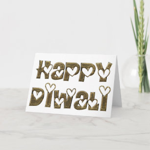 Happy Diwali Greeting Cute Hearts Typografie Kaart