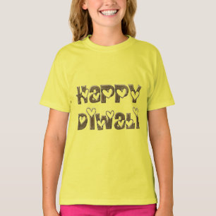 Happy Diwali Greeting Cute Hearts Typografie T-shirt