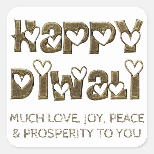 Happy Diwali Greeting Hearts Typography Sticker (Devant)