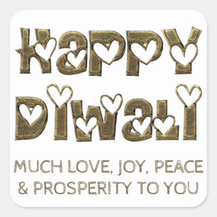 Happy Diwali groet harten typografie Sticker